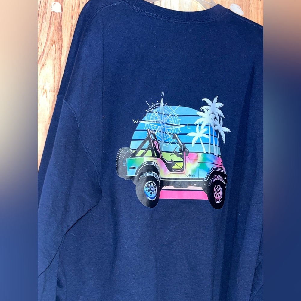Size 2XL Jeep Beach Navy Blue Sweatshirt